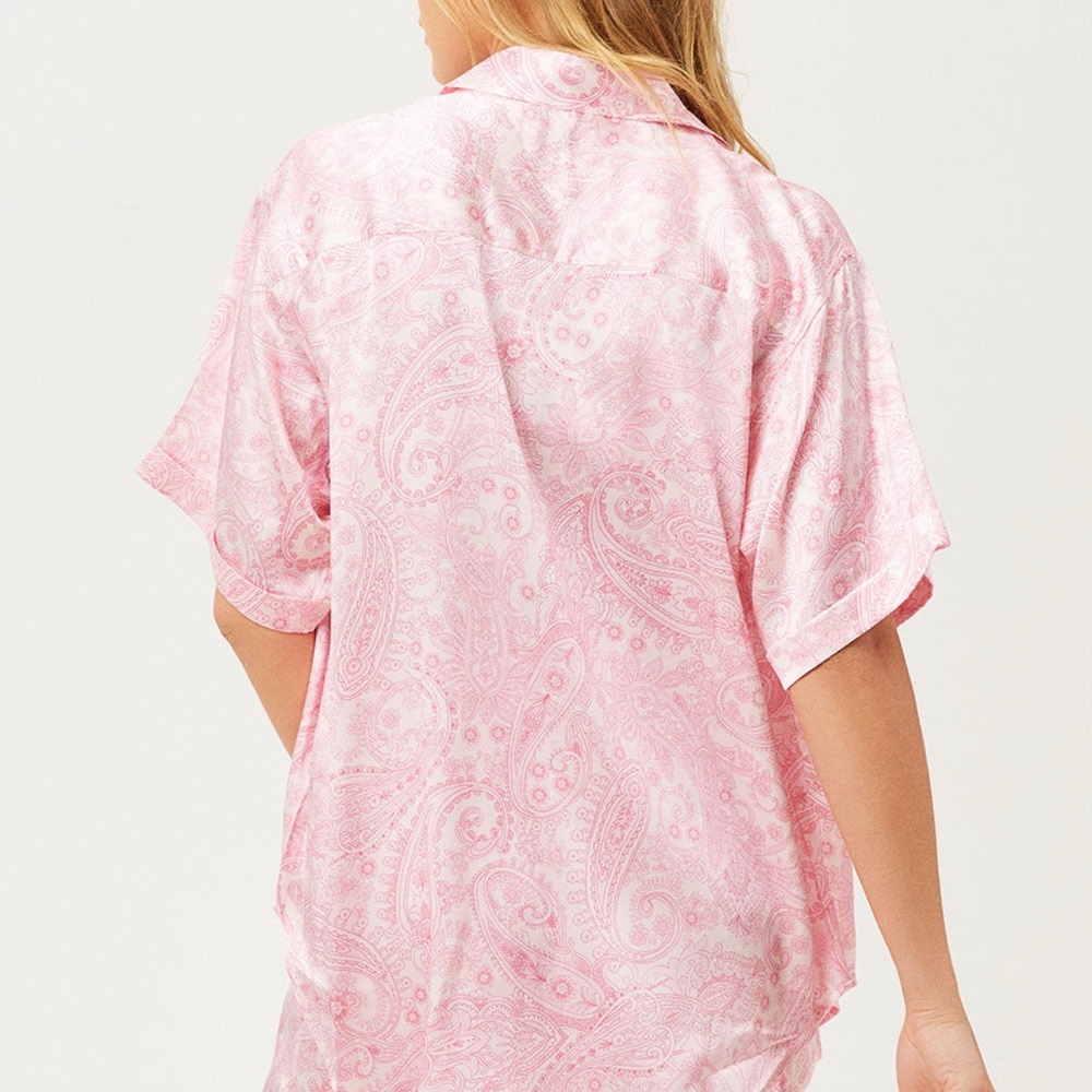 Frankie's Bikinis Pink Paisley Button Down Shirt
